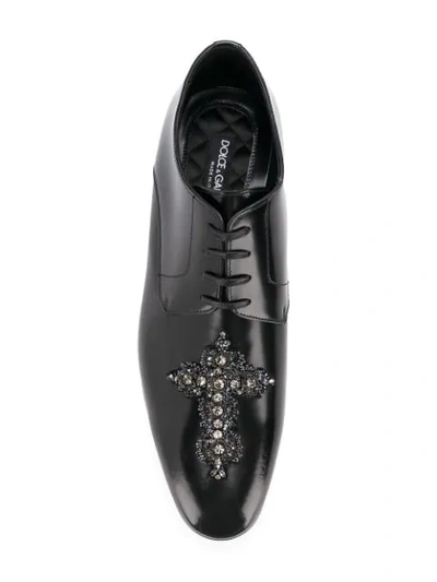 Shop Dolce & Gabbana Cameron Swarovski Cross Derby Shoes In Black