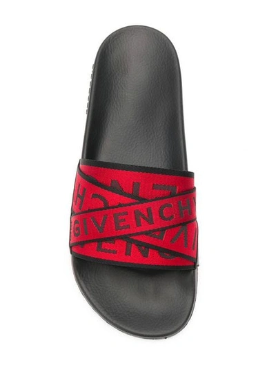 Shop Givenchy Logo Slides In Black