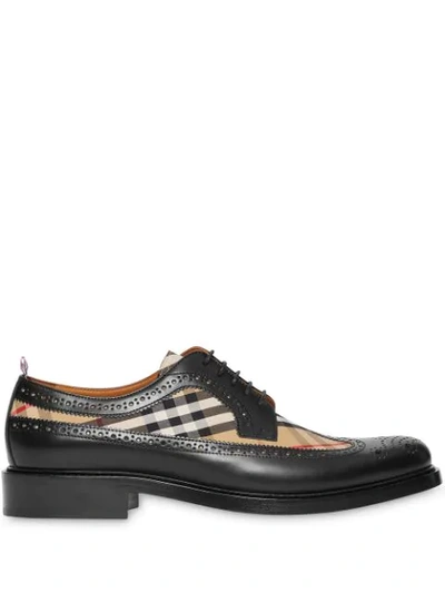 BURBERRY VINTAGE CHECK LACE-UP BROGUES - 黑色