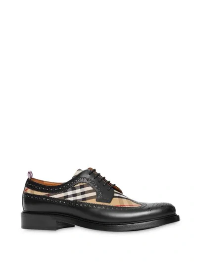 Shop Burberry Vintage Check Lace-up Brogues - Black