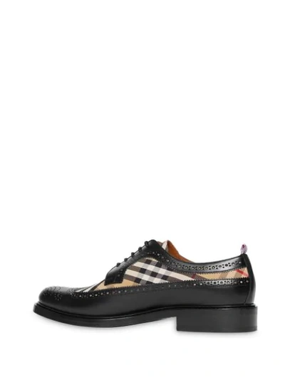 Shop Burberry Vintage Check Lace-up Brogues - Black