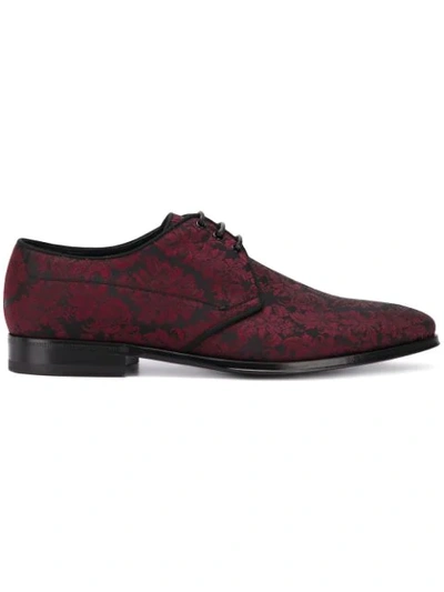 Shop Dolce & Gabbana Floral Brocade Lace-up Shoes In Red