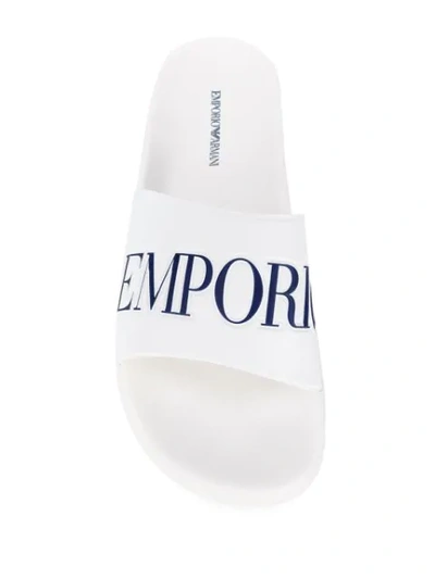 Shop Emporio Armani Classic Beach Slides In White
