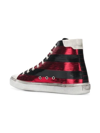 Shop Saint Laurent Striped Bedford Sneakers In Red