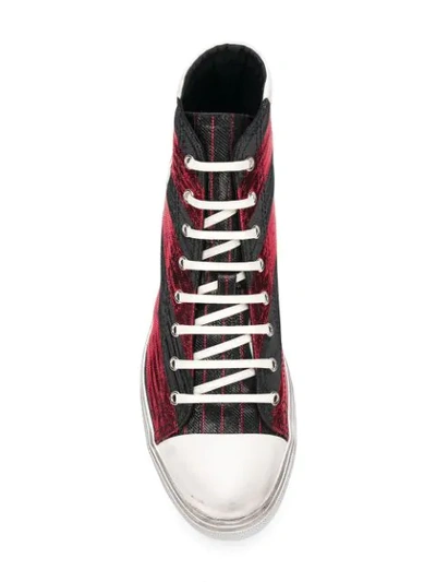 Shop Saint Laurent Striped Bedford Sneakers In Red
