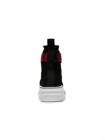 Shop Givenchy Black, Red And White 4g Webbing Knitted Sneakers
