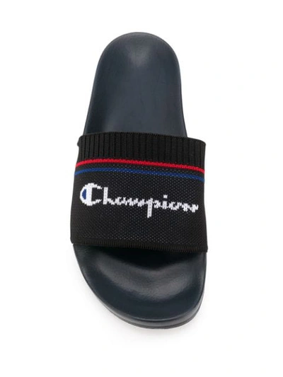 Shop Champion Logo Slide Sandals In Black