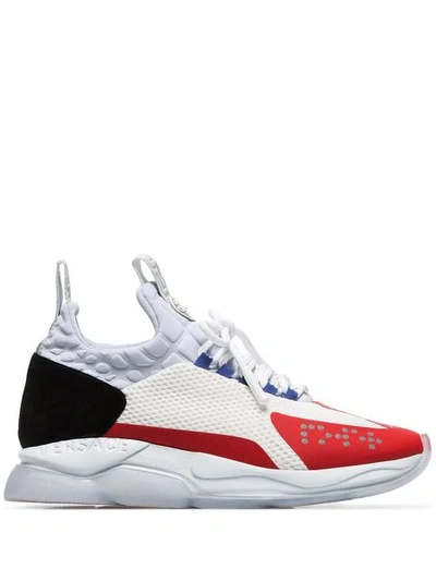 Shop Versace Chain Reaction Mesh Low-top Sneakers In White