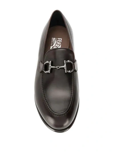 Shop Ferragamo Gancini Loafers In Brown