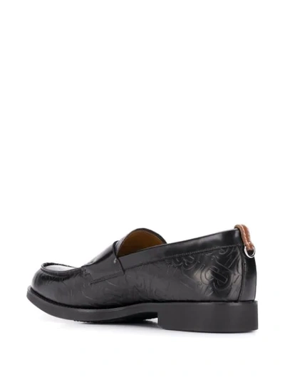 Shop Burberry D-ring Detail Monogram Loafers In Black