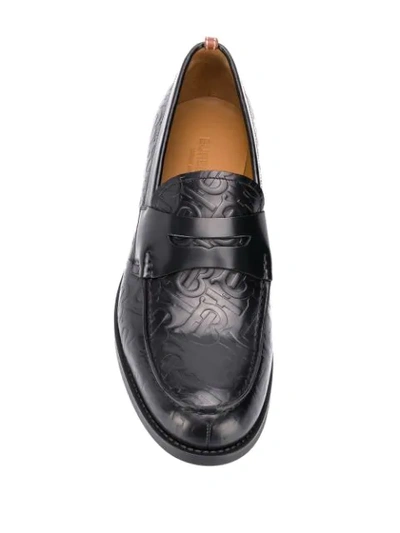 BURBERRY D-RING DETAIL MONOGRAM LOAFERS - 黑色