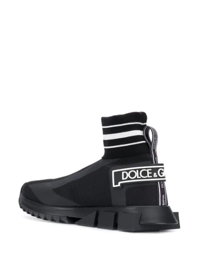 Shop Dolce & Gabbana Logo Print Sock Sneakers In Black