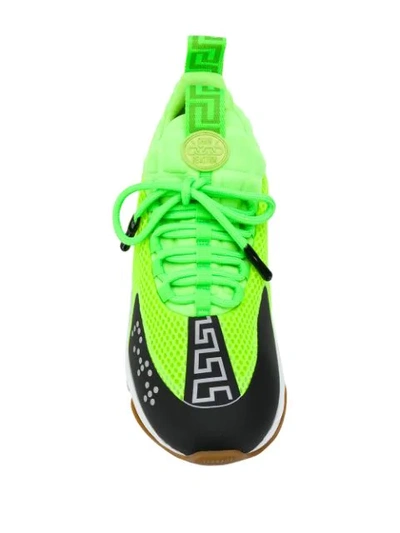 Shop Versace Cross Chainer Sneakers In Green