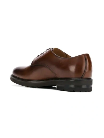 Shop Henderson Baracco Almond Toe Derby Shoes In Brown