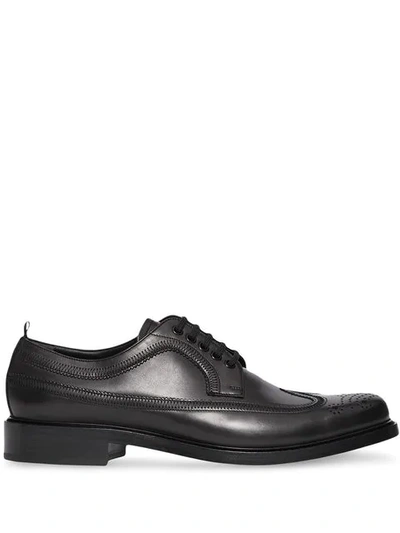 Shop Burberry Brogue Detail Leather Derby Shoes In Black