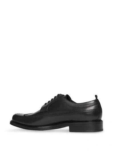 Shop Burberry Brogue Detail Leather Derby Shoes In Black