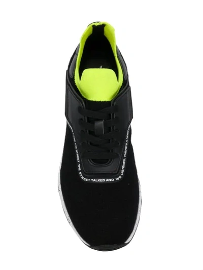 Shop Vfts Contrasting Panels Sneakers - Black