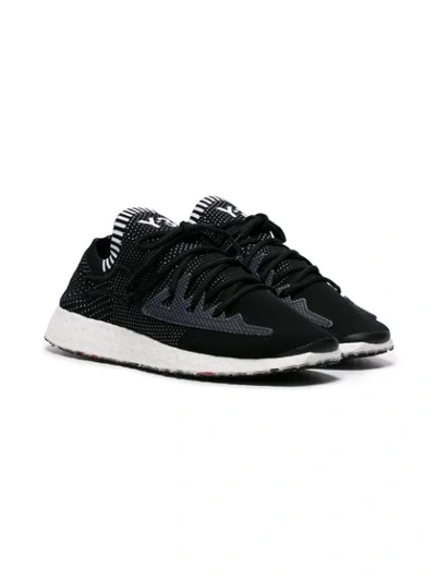 Shop Y-3 Black Raito Racer Logo Embroidered Low Top Sneakers