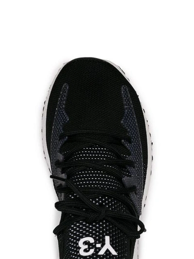 Shop Y-3 Black Raito Racer Logo Embroidered Low Top Sneakers