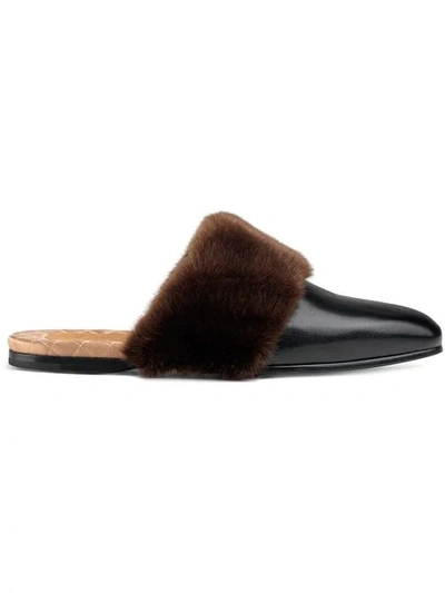 Leather And Faux Slipper In 2066 Nero | ModeSens