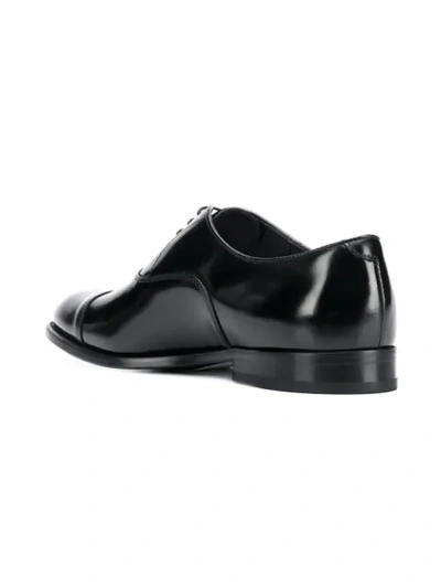 Doucal's Blue Oxford Shoes In Brushed Leather With Toe Cap In Black