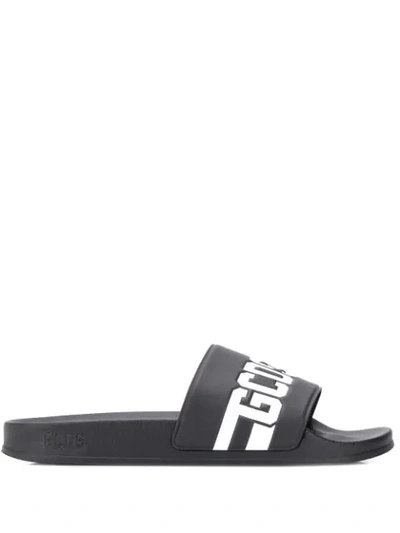 Shop Gcds Logo Strap Slides In Black