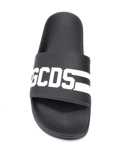 Shop Gcds Logo Strap Slides In Black