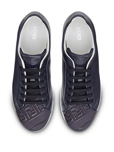 Shop Fendi Ff Embossed Sneakers In F16xm-new Indaco+new Indac