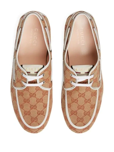 Shop Gucci Gg Canvas Boat Shoes In 8368 Gg Beige