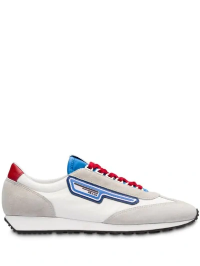 Shop Prada Colour-block Logo Sneakers In Grey