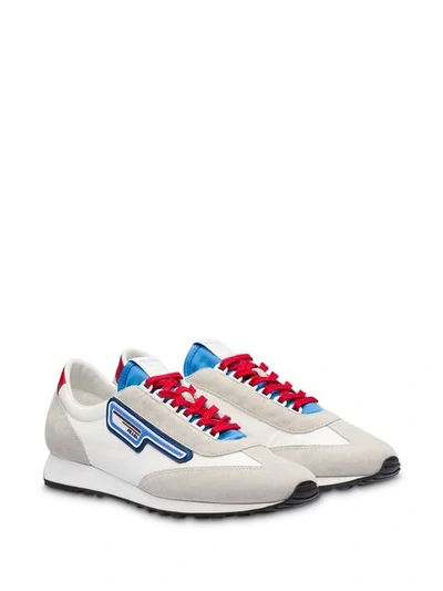 Shop Prada Colour-block Logo Sneakers In Grey