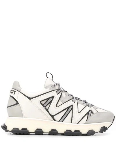 Shop Lanvin Panelled Lace-up Sneakers In Grey