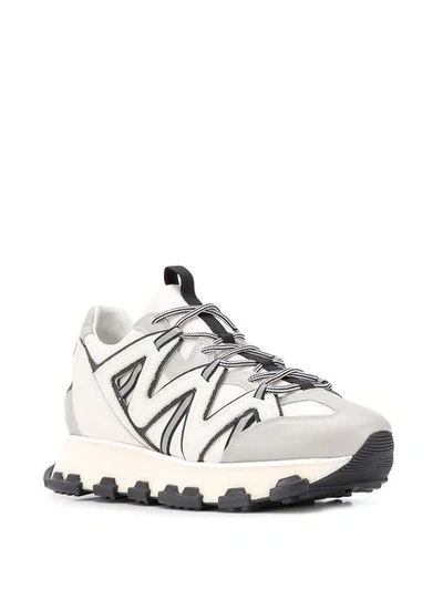 Shop Lanvin Panelled Lace-up Sneakers In Grey