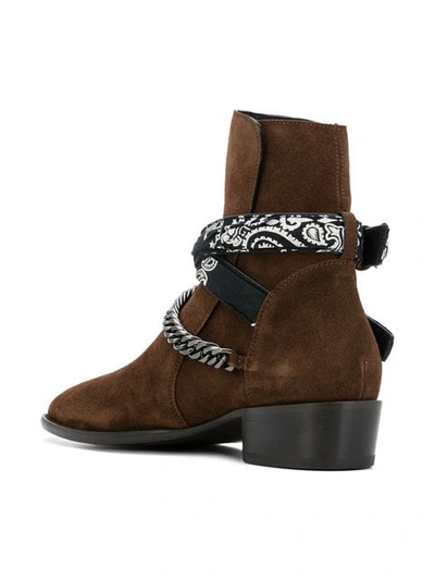 Shop Amiri Double Buckle Western Boots  In Chocolate