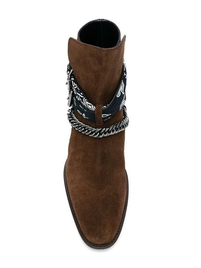 Shop Amiri Double Buckle Western Boots  In Chocolate