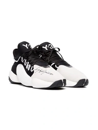 Shop Y-3 Leather Basketball Trainers In Black