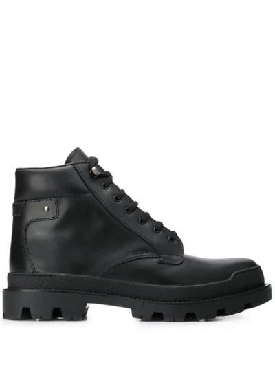 PRADA LACE-UP HIKING BOOTS - 黑色