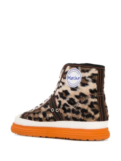 Shop Martine Rose Leopard Print High Top Sneakers In Neutrals