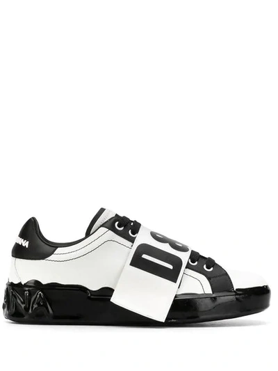Shop Dolce & Gabbana Portofino Sneakers In 89697 White/black