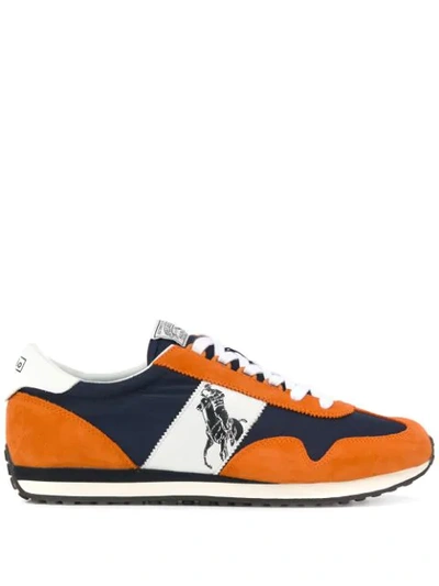 Shop Polo Ralph Lauren Logo Panelled Sneakers In Jaffa Orange Basketball Orange