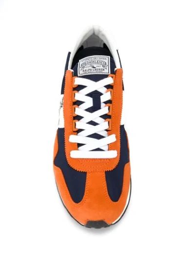 Shop Polo Ralph Lauren Logo Panelled Sneakers In Jaffa Orange Basketball Orange