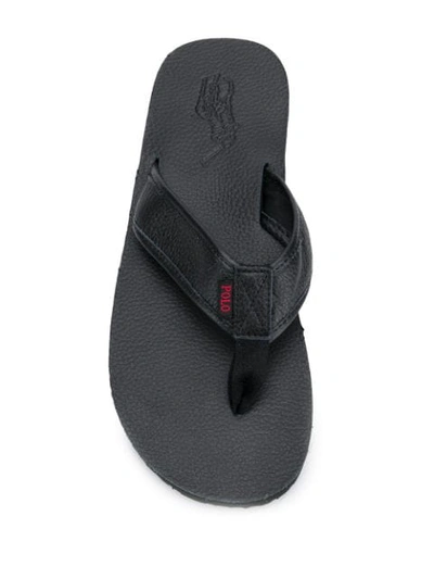 Shop Polo Ralph Lauren Embossed Logo Flip-flops In Black