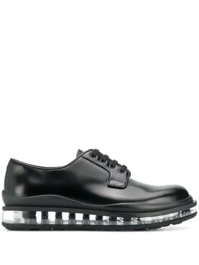 Shop Prada Transparent Sole Derby Shoes In Black