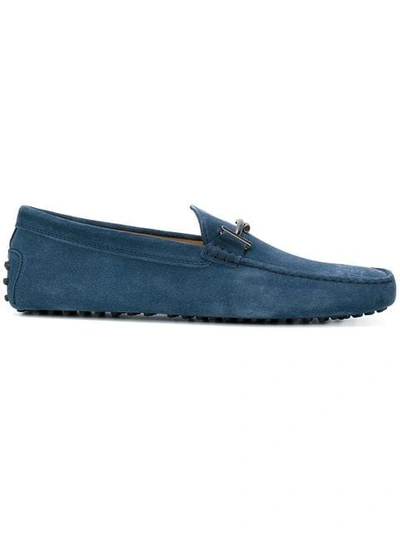 Shop Tod's Double T Gommino Loafers In Blue