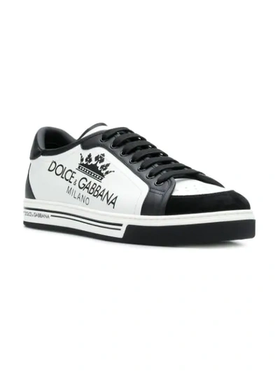 Shop Dolce & Gabbana Print Logo Sneakers In Hwr18 White Black