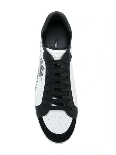 Shop Dolce & Gabbana Print Logo Sneakers In Hwr18 White Black