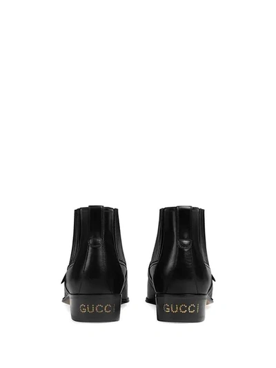 Shop Gucci Leather Ankle Boot With G Brogue In Black