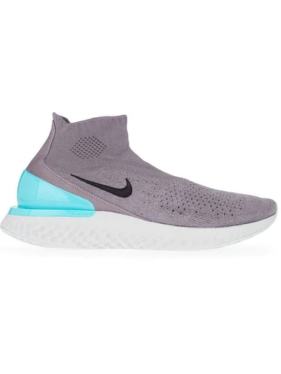 Shop Nike Rinse React Flyknit Sneakers In Grey