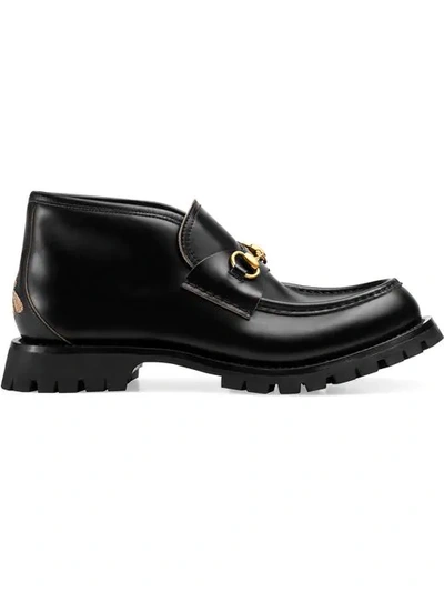 Shop Gucci Leather Horsebit Loafers In Black