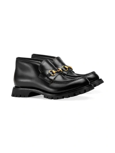 Shop Gucci Leather Horsebit Loafers In Black